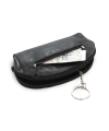 Black leather two zip keychain 619-0367-60