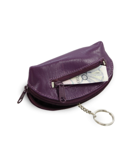 Purple leather two-zip keychain 619-0367-76