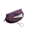 Lila Schlüsseltasche aus Leder mit doppeltem Reißverschluss 619-0367-76
