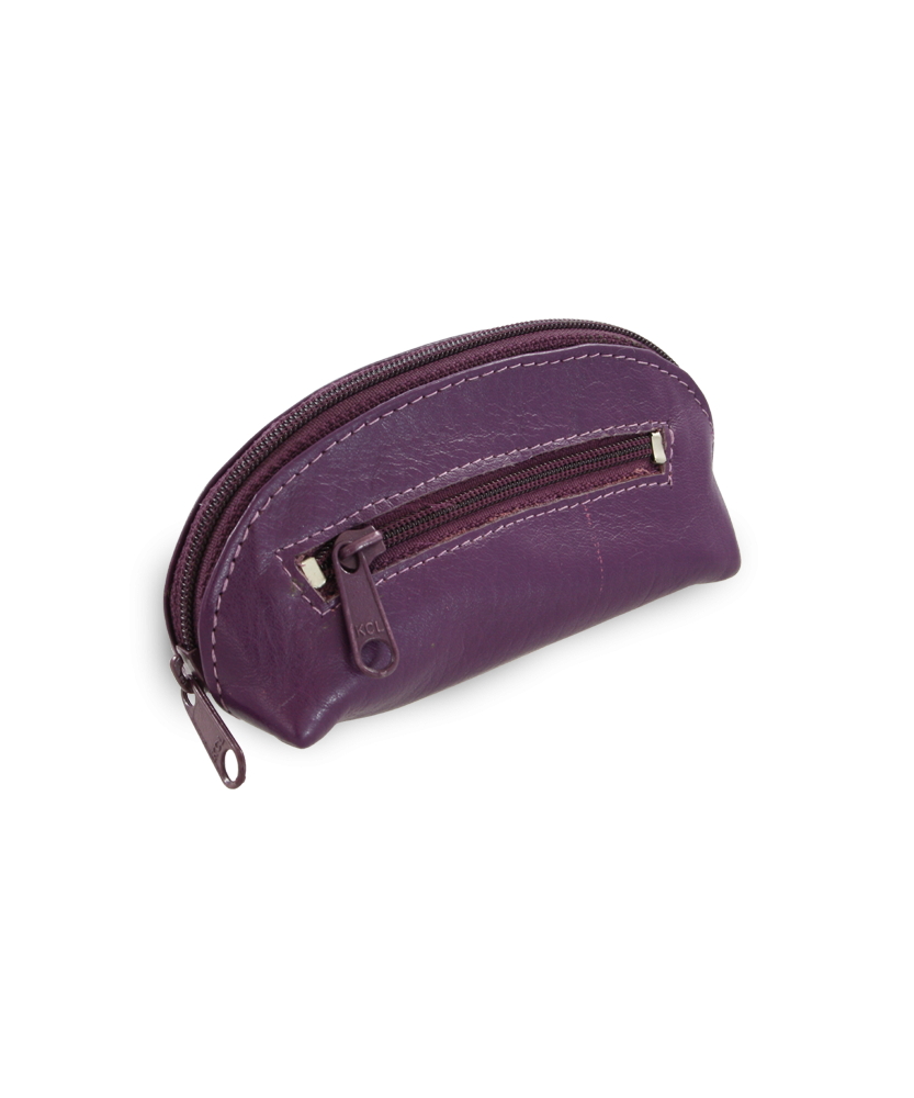 Purple leather two-zip keychain 619-0367-76