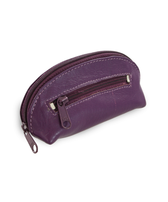 Purple leather two-zip keychain 619-0367-76