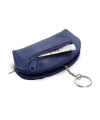 Blaue Schlüsseltasche aus Leder mit doppeltem Reißverschluss 619-0367-97
