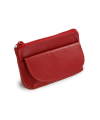 Red leather keychain with zipper and flap pocket 619-0369-31