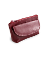 Burgundy leather keychain with zipper and flap pocket 619-0369-34