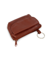 Brauner Leder-Schlüsselanhänger mit Reißverschluss- und Klappenfach 619-0369-41