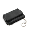 Black leather keychain with zipper and flap pocket 619-0369-60