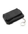 Schwarzer Schlüsselanhänger aus Leder mit Reißverschluss und Klappenfach 619-0369-60