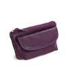 Purple leather keychain with zipper and flap pocket 619-0369-76