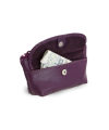 Purple leather keychain with zipper and flap pocket 619-0369-76