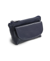 Blauer Schlüsselanhänger aus Leder mit Reißverschluss- und Klappenfach 619-0369-97