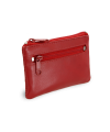 Rote Schlüsseltasche aus Leder mit doppeltem Reißverschluss 619-0370-31