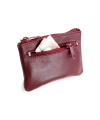 Burgundy leather two-zip keychain 619-0370-34