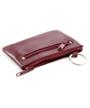 Burgundy leather two-zip keychain 619-0370-34