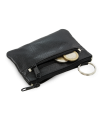 Black leather double zip keychain 619-0370-60