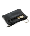 Schwarze Schlüsseltasche aus Leder mit doppeltem Reißverschluss 619-0370-60