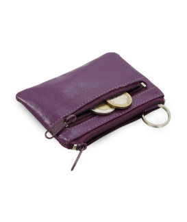 Purple leather double zipper keychain 619-0370-76