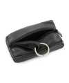 Black leather keychain with zipper pocket 619-2418-60