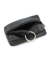 Schwarzer Schlüsselanhänger aus Leder mit Reißverschlussfach 619-2418-60