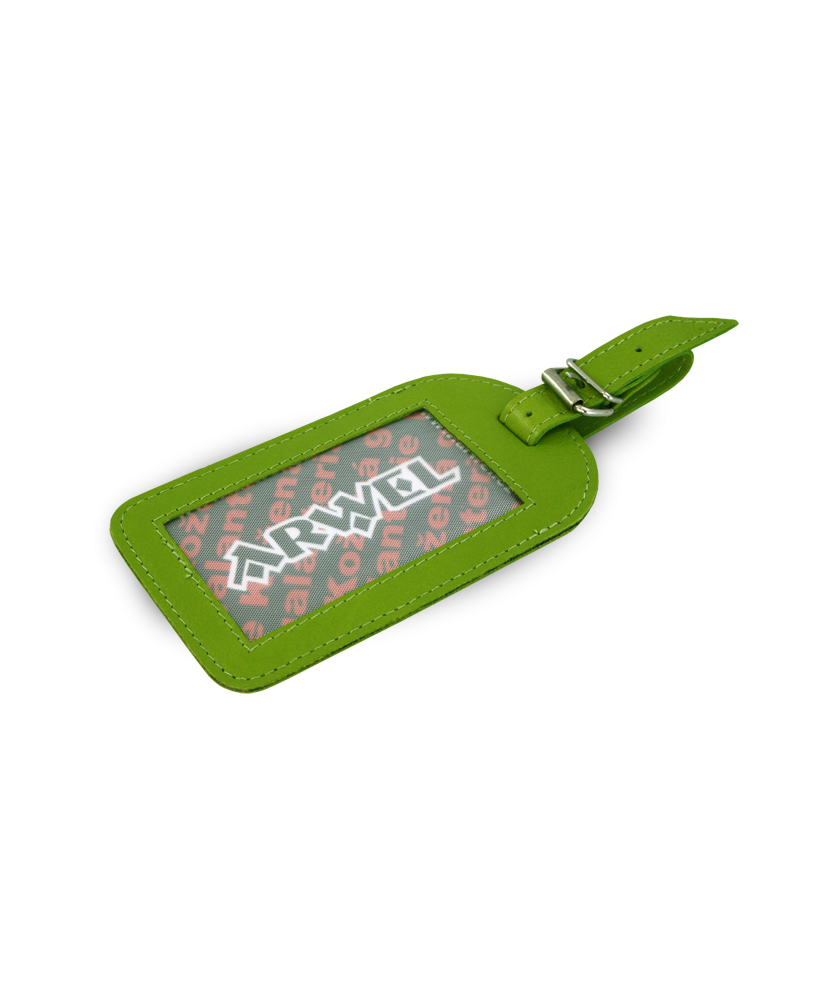 Green leather baggage tag 619-5405-51