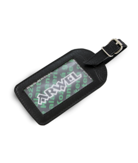 Black leather baggage tag 619-5405-60