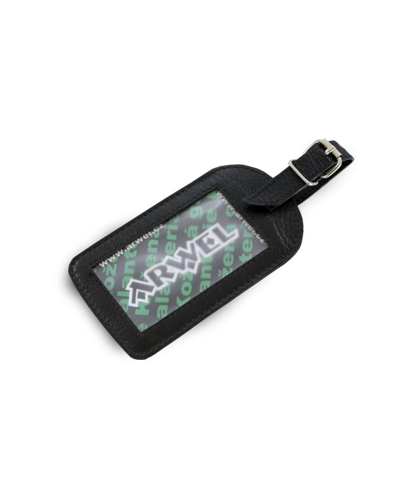 Black leather baggage tag 619-5405-60