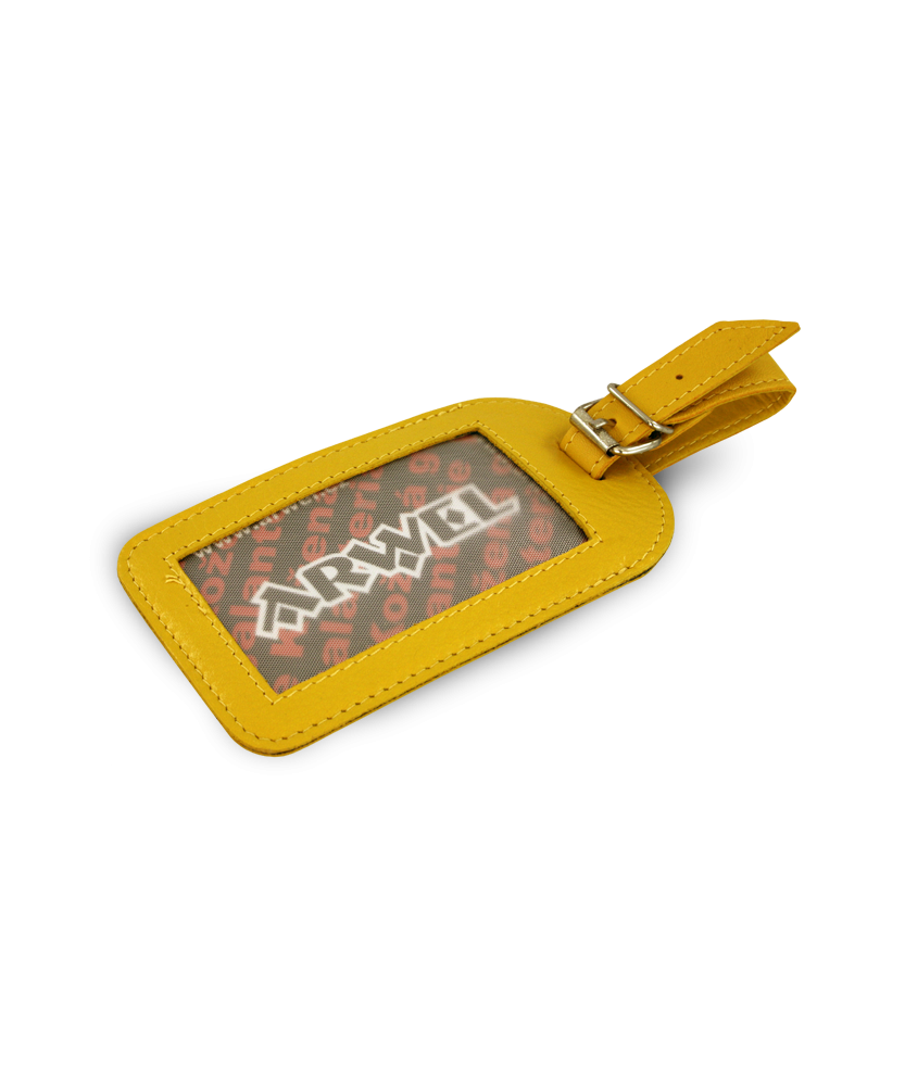 Yellow leather baggage tag 619-5405-86