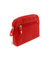 Größere rote Schlüsseltasche aus Leder mit doppeltem Reißverschluss 619-8104-31