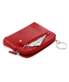 Größere rote Schlüsseltasche aus Leder mit doppeltem Reißverschluss 619-8104-31
