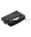Larger black leather two-zip key chain 619-8104-60