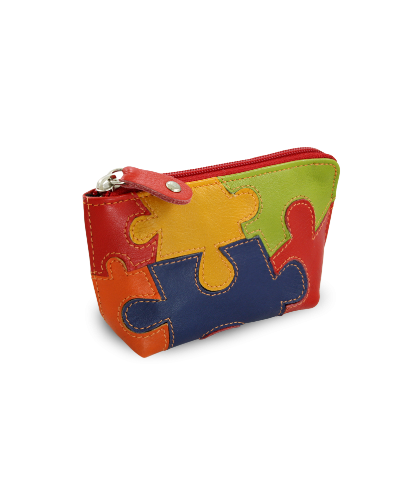 Puzzle leather zipper keychain 619-8555-PUZ