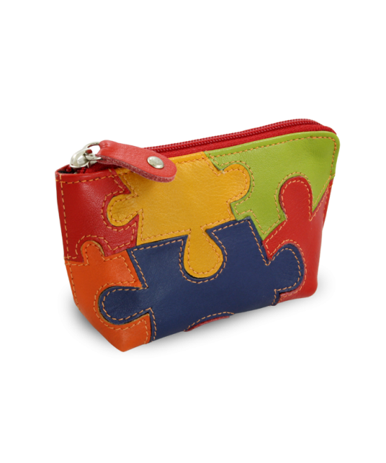 Puzzle-Schlüsselanhänger aus Leder mit Reißverschluss 619-8555-PUZ