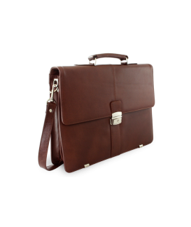 Brown leather briefcase with laptop compartment 112-5056-40