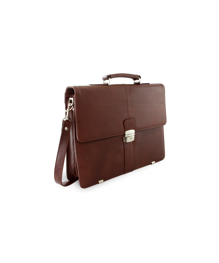 Brown leather briefcase with laptop compartment 112-5056-40