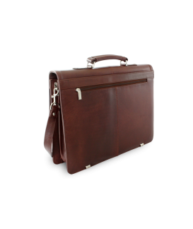 Brown leather briefcase with laptop compartment 112-5056-40
