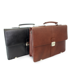 Brown leather briefcase with laptop compartment 112-5056-40