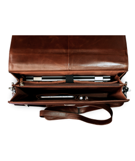 Brown leather briefcase with laptop compartment 112-5056-40