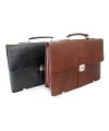Black leather briefcase with laptop compartment 112-5056-60