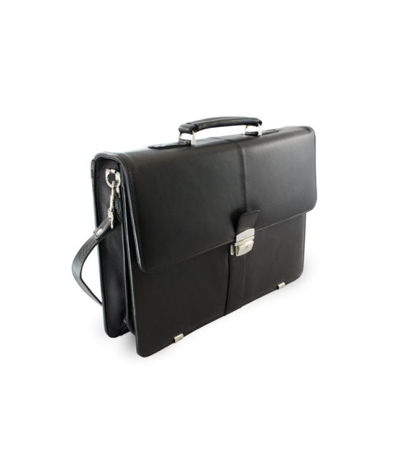 Black leather briefcase with laptop compartment 112-5056-60