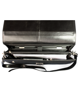 Black leather briefcase with laptop compartment 112-5056-60