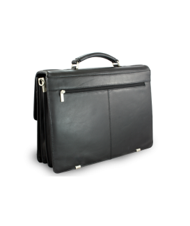 Black leather briefcase with four internal compartments 112-6002-60