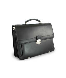 Black leather briefcase with four internal compartments 112-6002-60