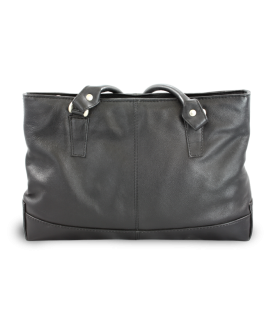 Black leather zipper handbag with two straps 212-2058-60