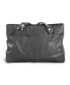 Black leather zipper handbag with two straps 212-2058-60