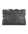 Schwarze Lederhandtasche mit Reißverschluss und zwei Riemen 212-2058-60
