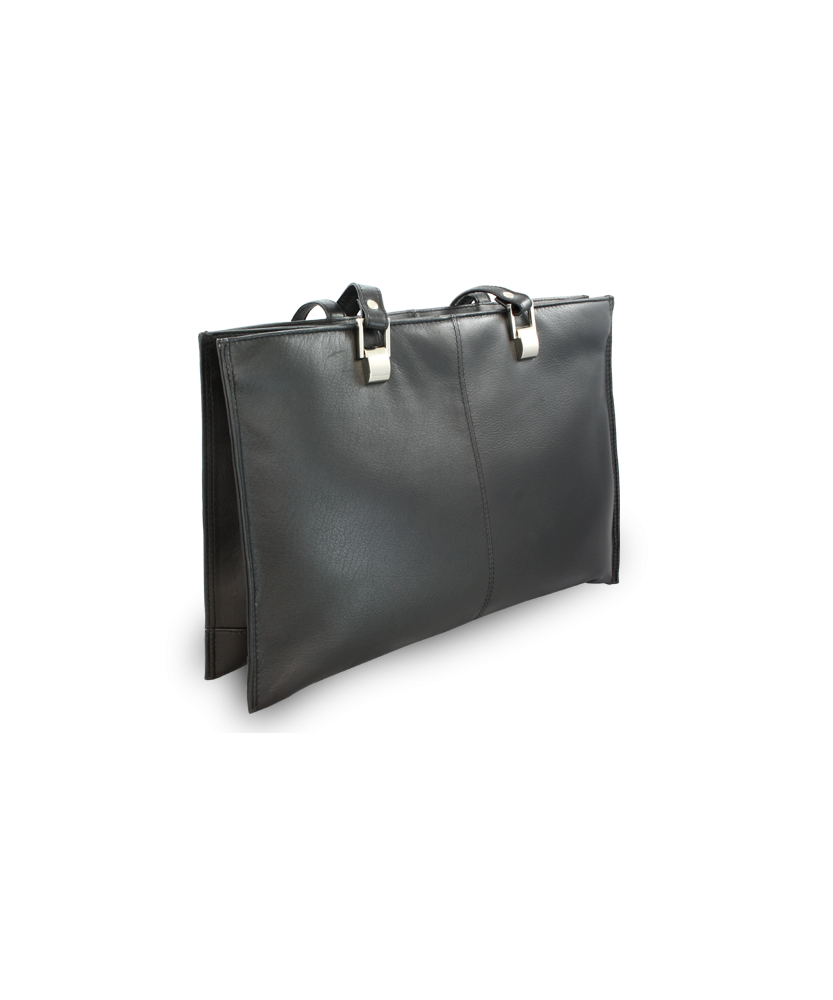 Black leather triple zip bag 212-2203A-60