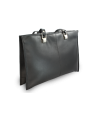 Schwarze Lederhandtasche mit drei Reißverschlüssen 212-2203A-60