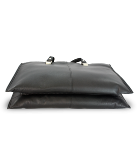 Black leather triple zip bag 212-2203A-60