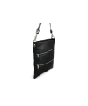Black leather zipper handbag with strap 212-3066-60