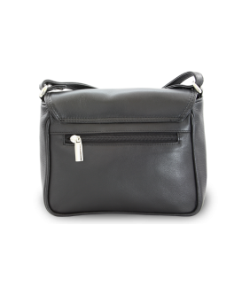 Black leather flap handbag 213-3011-60