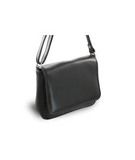 Black leather flap handbag 213-3011-60